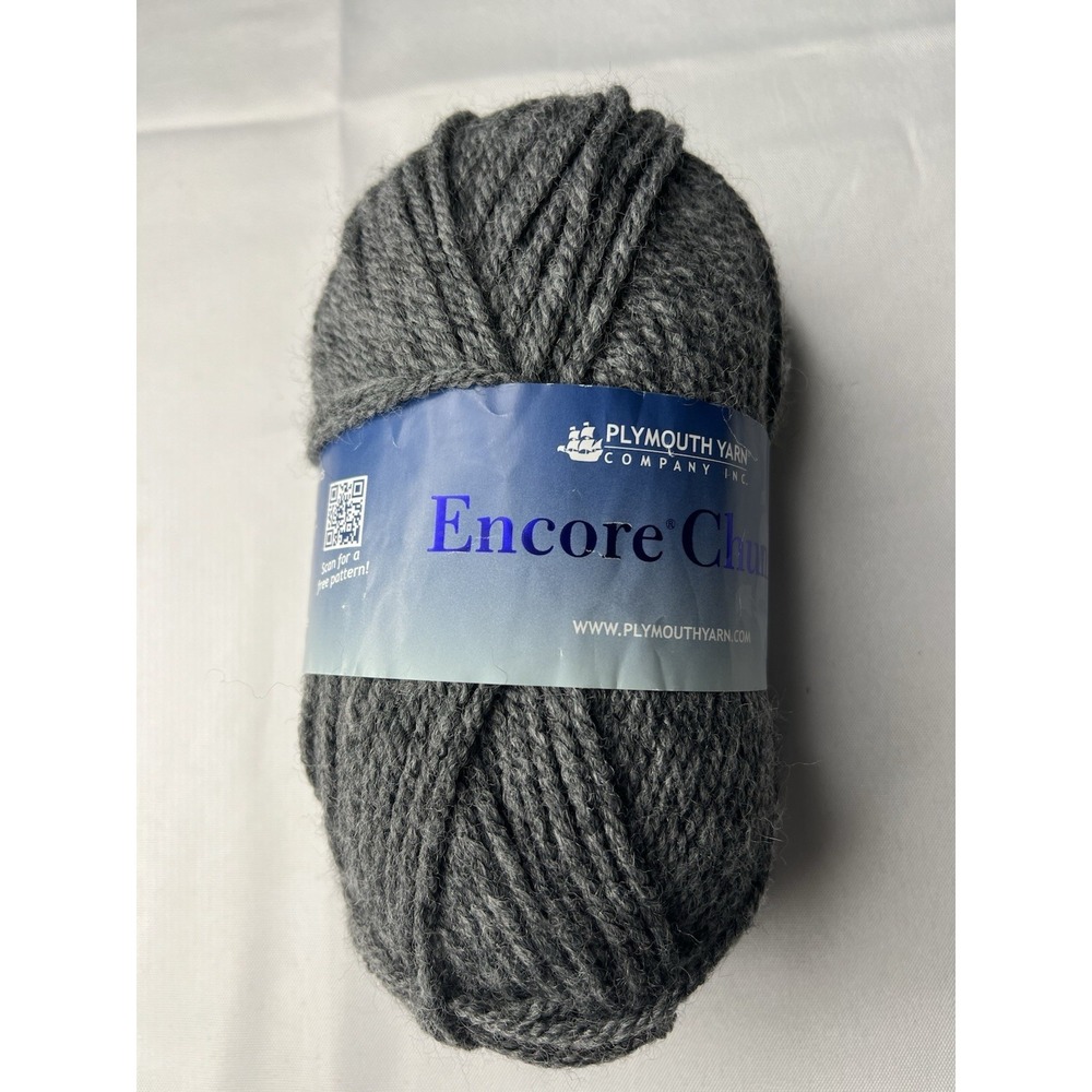 Plymouth Encore Chunky Yarn Gray Color 0389 Dye Lot 54197 New Skein